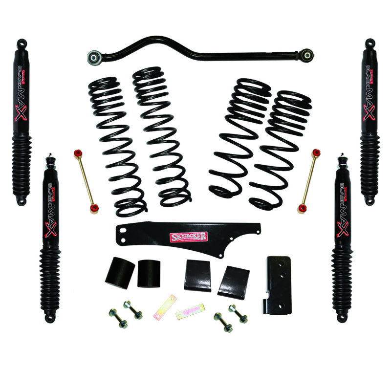 Skyjacker 2007-2018 Jeep Wrangler JK 4 Door 4WD Long Travel 3.5in-4in Lift Kit w/Black Max Shocks