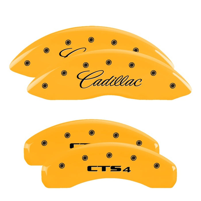 MGP 4 Caliper Covers Engraved Front Cadillac Rear STS Yellow Finish Black Char 2007 Cadillac STS