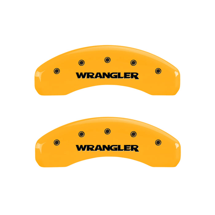 MGP 4 Caliper Covers Engraved Front & Rear WRANGLER Yellow finish black ch