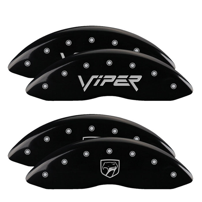 MGP 4 Caliper Covers Engraved Front Gen 2/Viper Engraved Rear Gen 2/Snake Black finish silver ch