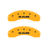 MGP 4 Caliper Covers Engraved Front & Rear RAM Yellow finish black ch