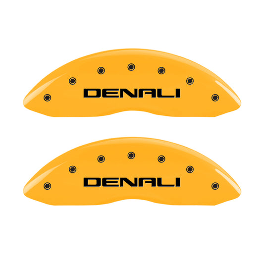 MGP 4 Caliper Covers Engraved Front & Rear Denali Yellow Finish Black Char 2005 GMC Envoy XL