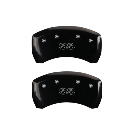 MGP 4 Caliper Covers Engraved Front & Rear Classic/SS Black finish silver ch