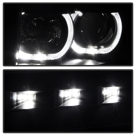 xTune Ford F150 09-14 Projector Headlights Halogen Model Only LED Halo Black PRO-JH-FF15009-CFB-BK