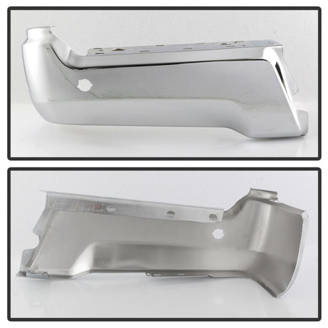 xTune 17-19 Ford F250/ F350 Rear Left Bumper Cap End w/ Sensor Hole - Chrome RB-FF25017-BEWS-L