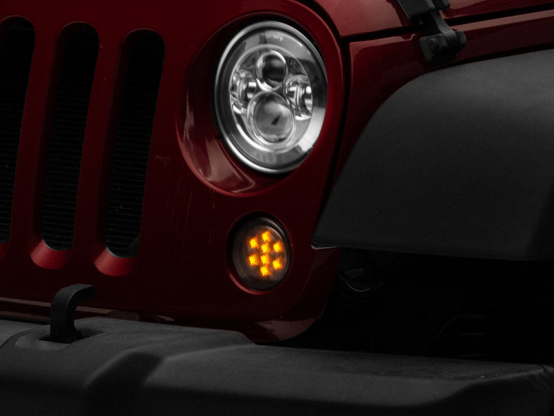 Raxiom 07-18 Jeep Wrangler JK Axial Series LED Amber Turn Signals (Smoked)