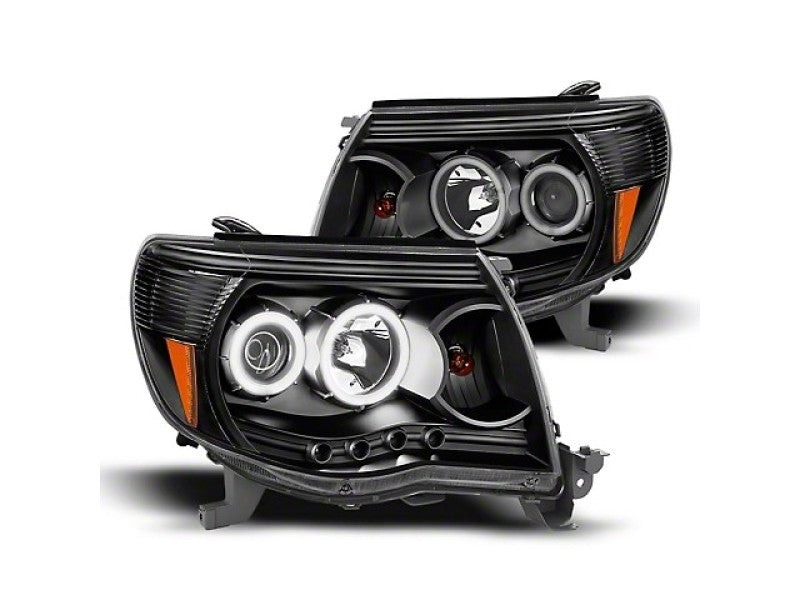 Raxiom 05-09 Tacoma Super White LED Halo Projector Headlights- Black Housing (Clear Lens)