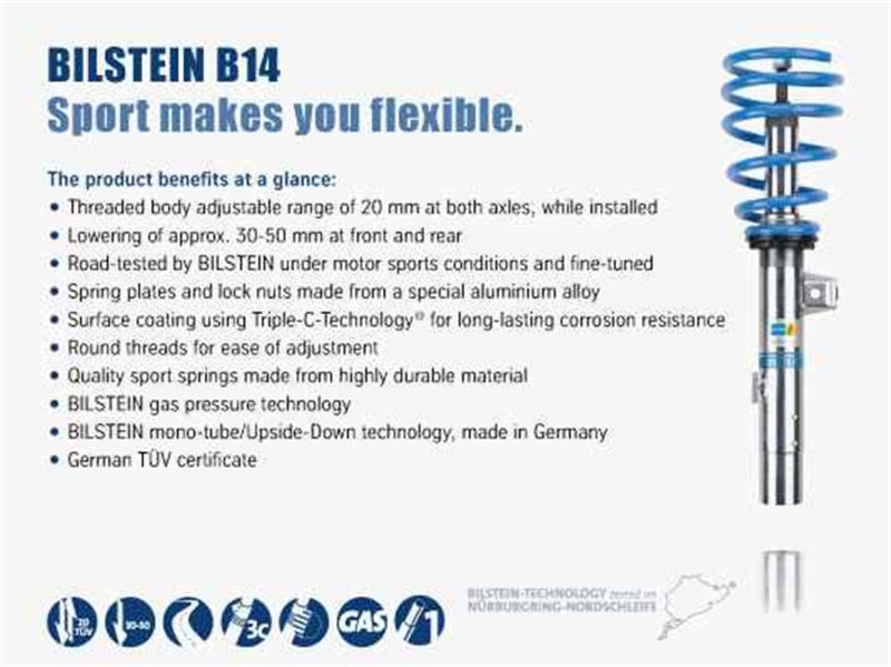 Bilstein B14 2007 Mini Cooper Base Hatchback Front and Rear Suspension Kit