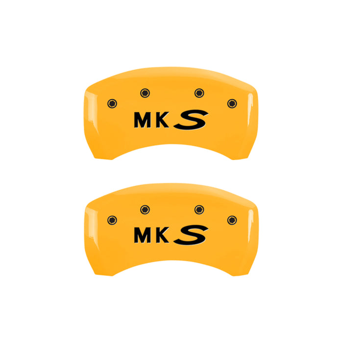 MGP 4 Caliper Covers Engraved Front Lincoln Engraved Rear MKS Yellow finish black ch