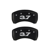 MGP 4 Caliper Covers Engraved Front Mustang Engraved Rear 37 Red finish silver ch