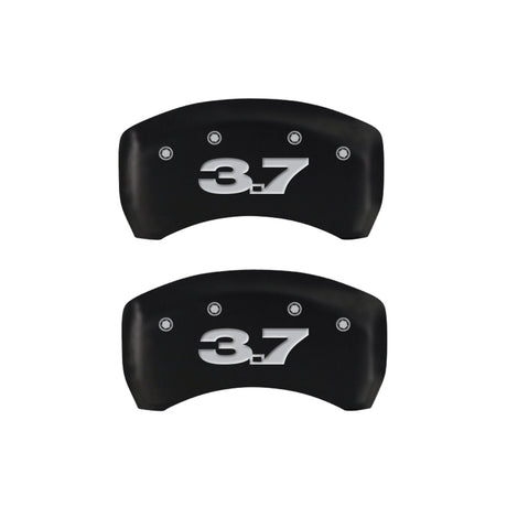 MGP 4 Caliper Covers Engraved Front Mustang Engraved Rear 37 Red finish silver ch
