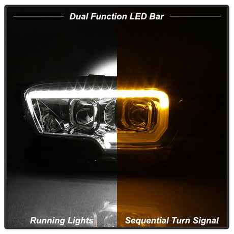 xTune 16-18 Toyota Tacoma SR/SR5 DRL Projector Headlights w/Turn Signal - Chrm (PRO-JH-TTA16-SR-C)