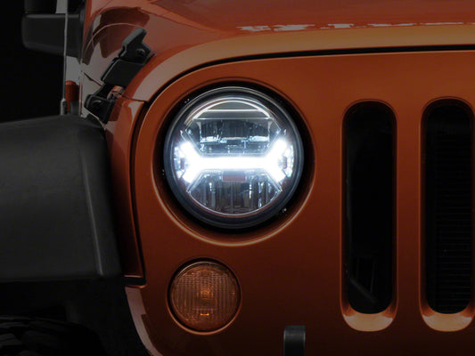 Raxiom07-18 Jeep Wrangler JK LED Halo Projector Headlights- Chrome Housing (Clear Lens)