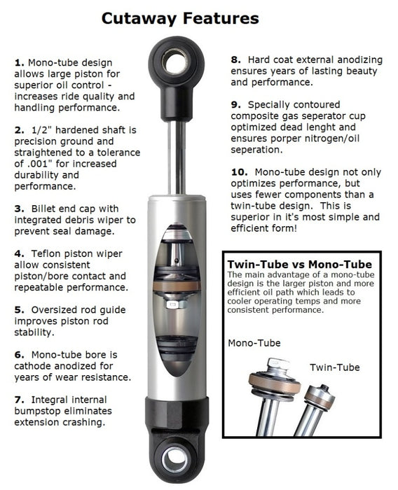 Ridetech HQ Series Shock Eye/Stud Inverted 7.55in Stroke Rear