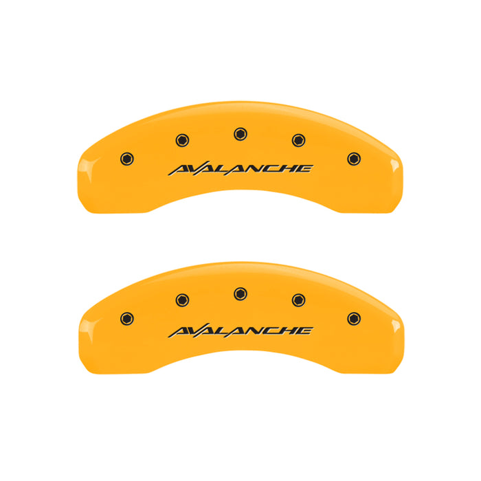 MGP 4 Caliper Covers Engraved Front & Rear Avalanche Yellow finish black ch