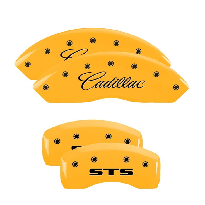 MGP 4 Caliper Covers Engraved Front Cadillac Rear STS Yellow Finish Black Char 2007 Cadillac XLR