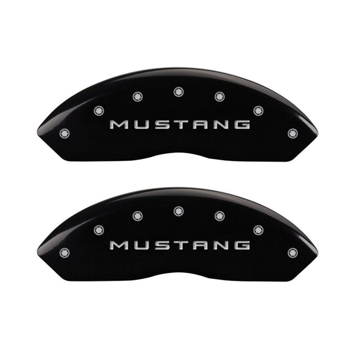 MGP 4 Caliper Covers Engraved Front Mustang Engraved Rear 37 Black finish silver ch