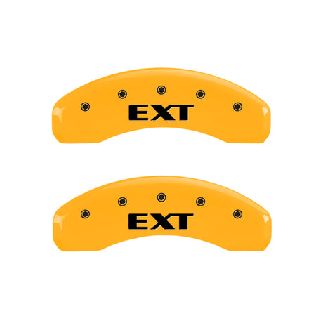MGP 4 Caliper Covers Engraved Front Escalade Engraved Rear EXT Yellow finish black ch