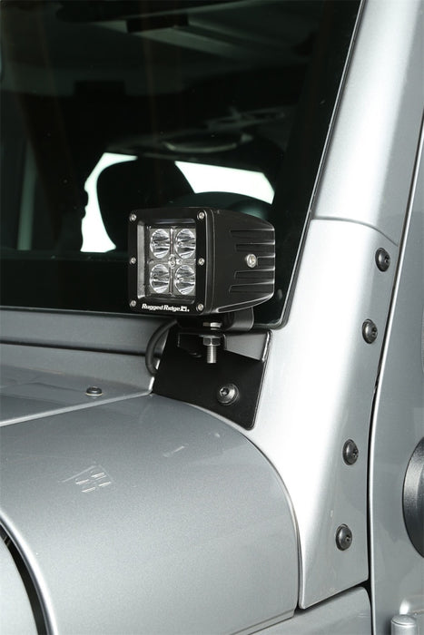 Rugged Ridge 07-18 Jeep Wrangler JK Textured Black Windshield Aux. Light Mounting Brackets