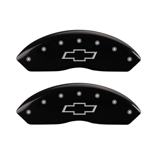 MGP 4 Caliper Covers Engraved Front & Rear Bowtie Black finish silver ch