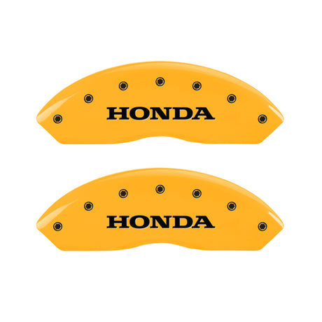 MGP 4 Caliper Covers Engraved Front & Rear Honda Yellow finish black ch