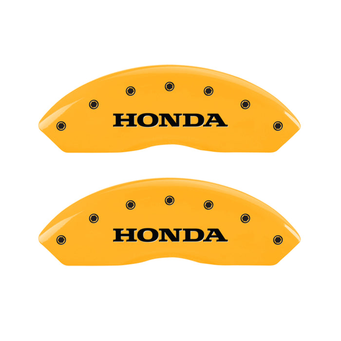 MGP 4 Caliper Covers Engraved Front & Rear Honda Yellow finish black ch