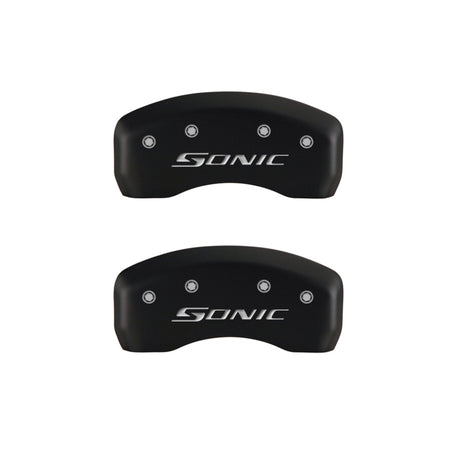 MGP 4 Caliper Covers Engraved Front & Rear Sonic Red finish silver ch