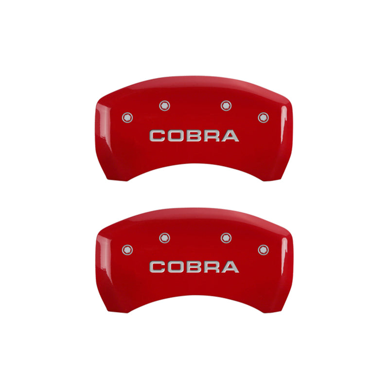 MGP 4 Caliper Covers Engraved Front & Rear Cobra Red finish silver ch