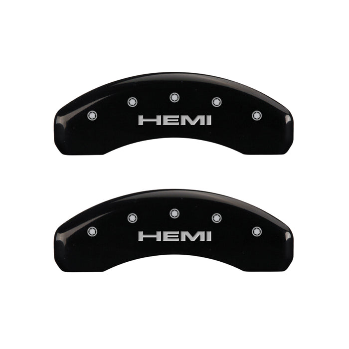 MGP 4 Caliper Covers Engraved Front & Rear Hemi Black finish silver ch