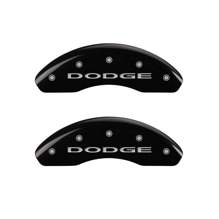 MGP 4 Caliper Covers Engraved Front & Rear With out stripes/Dodge Black finish silver ch