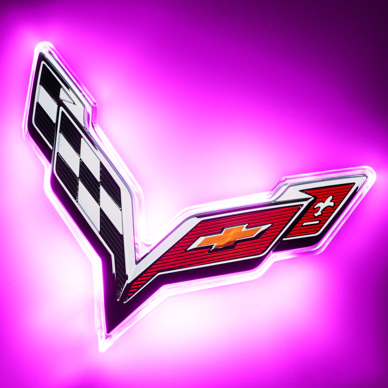 Oracle Corvette C7 Rear Illuminated Emblem - Dual Intensity - Pink SEE WARRANTY