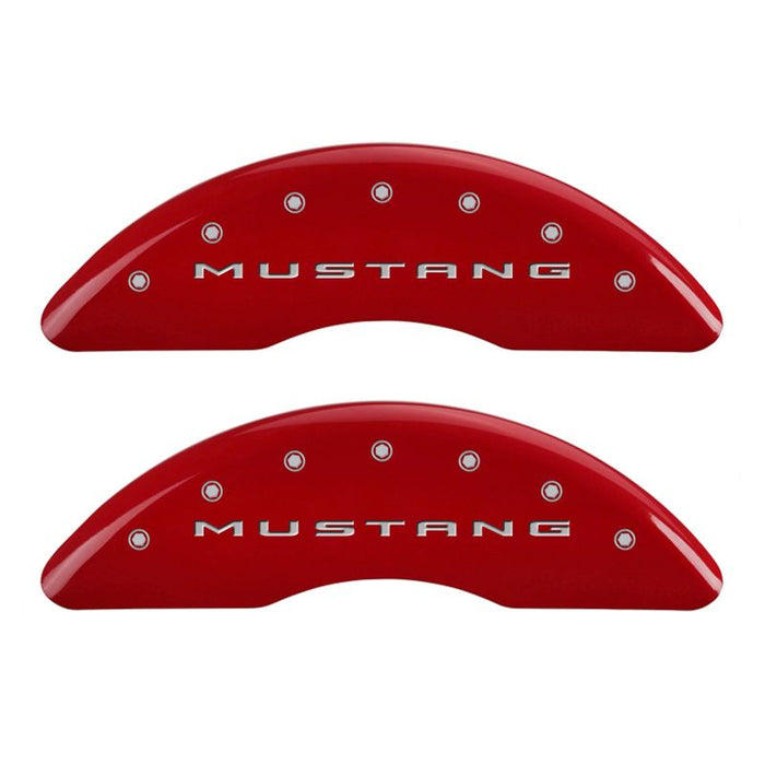 MGP 4 Caliper Covers Engraved Front 2015/Mustang Engraved Rear 2015/Bar & Pony Red finish silver ch