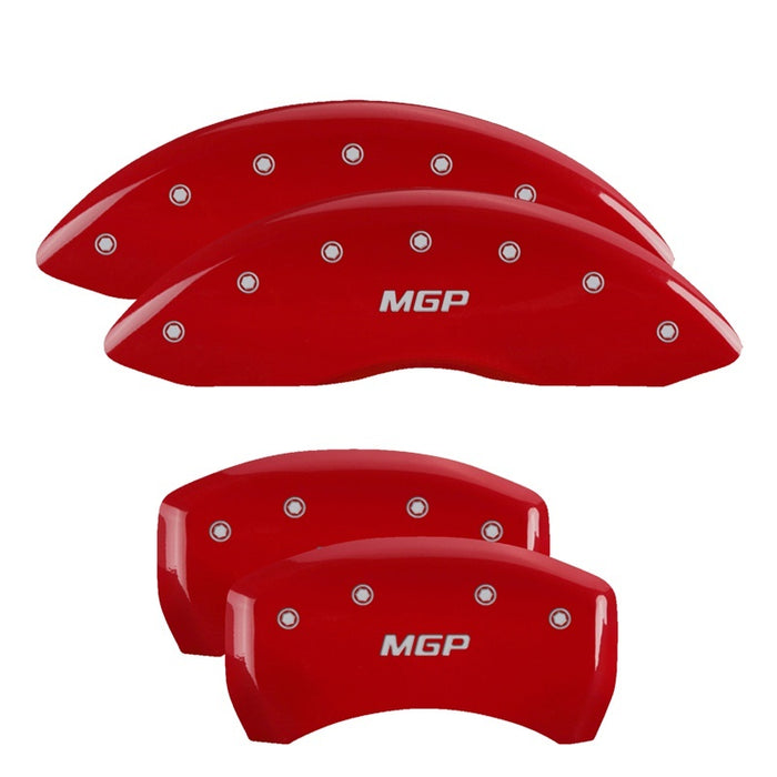 MGP 4 Caliper Covers Engraved Front & Rear MGP Red Finish Silver Char 2018 Hyundai Santa Fe Sport