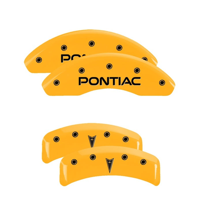 MGP 4 Caliper Covers Engraved Front Pontiac Rear Arrow Yellow Finish Blk Char 1997 Pontiac Firebird