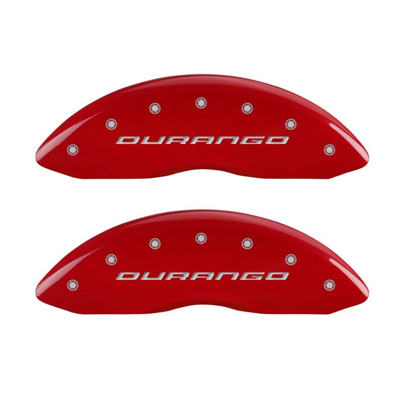 MGP 4 Caliper Covers Engraved Front & Rear With out stripes/Durango Red finish silver ch