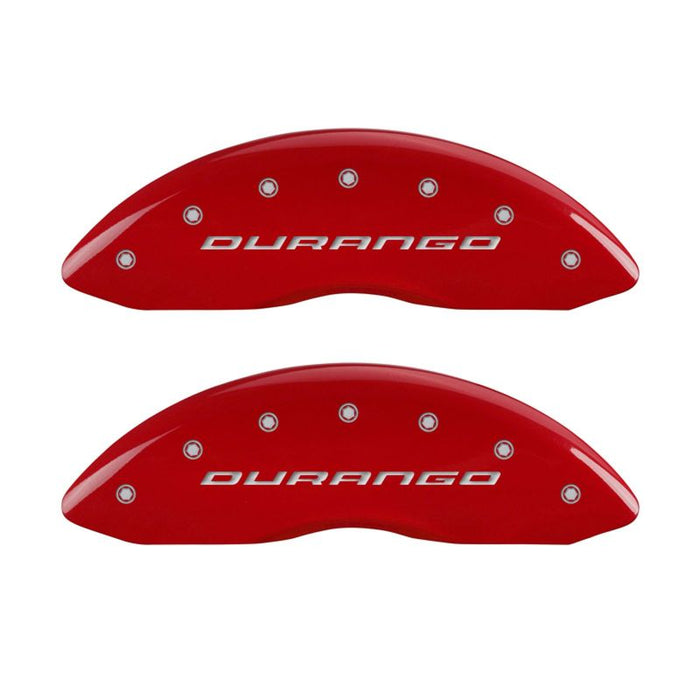 MGP 4 Caliper Covers Engraved Front & Rear With out stripes/Durango Red finish silver ch