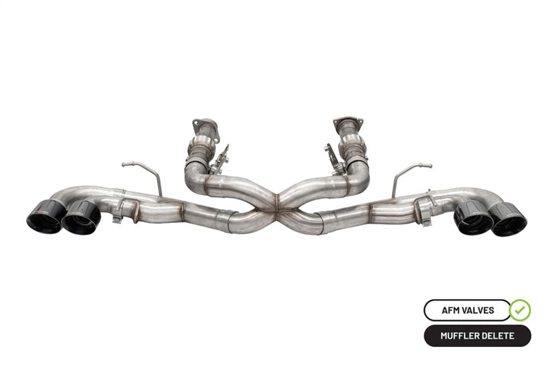 Corsa 20-25 Corvette C8 3in Xtreme Cat-Back Exhaust 4.5in Blk Quad Tips - Integrates stock AFM Valve