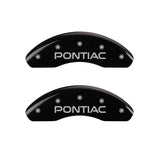MGP 4 Caliper Covers Engraved Front Pontiac Engraved Rear Arrow Black finish silver ch