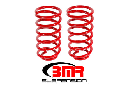 BMR 79-04 Ford Mustang (Ex. 99-04 Mustang Cobras w/ IRS) 1in Drop Rear Lowering Springs - Red BMR Suspension