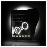 Spyder Ford Super Duty 11-16 Projector Headlights LED Halo DRL All Black PRO-YD-FS11-HL-BKV2