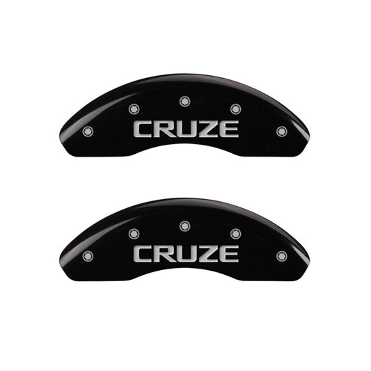 MGP Front set 2 Caliper Covers Engraved Front Cruze Black finish silver ch