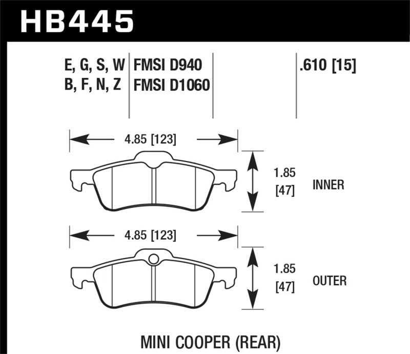 Hawk 02-08 Mini Cooper DTC-60 Race Rear Brake Pads