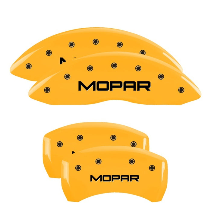 MGP 4 Caliper Covers Engraved Front & Rear Mopar Yellow Finish Black Char 2006 Dodge Charger