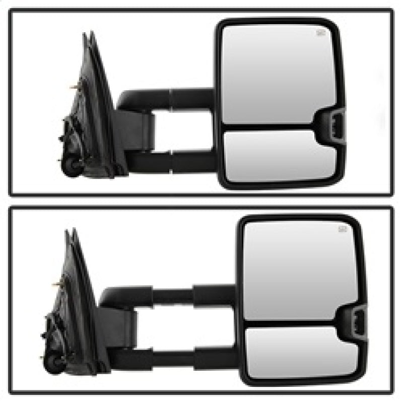 xTune Chevy Silverado 14-16 Heated Smoke LED Signal Telescoping Mirrors MIR-CSIL14S-G2-PWH-SM-SET