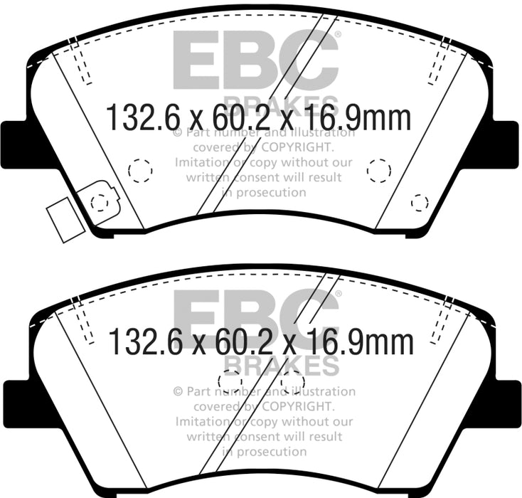 EBC 2017+ Hyundai Elantra 1.4L Turbo Greenstuff Front Brake Pads