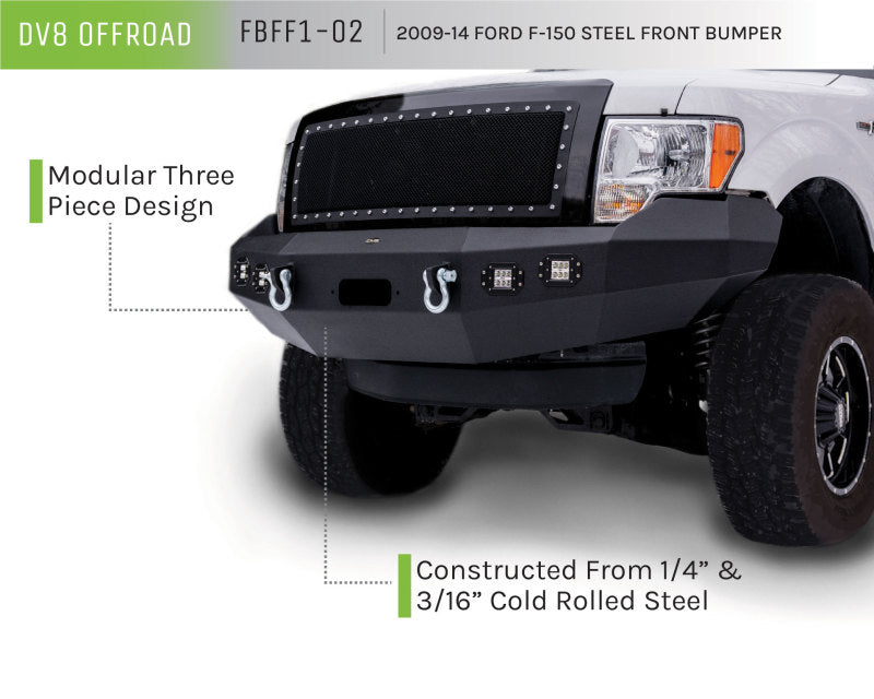 DV8 Offroad 09-14 Ford F-150 Winch Ready Front Bumper