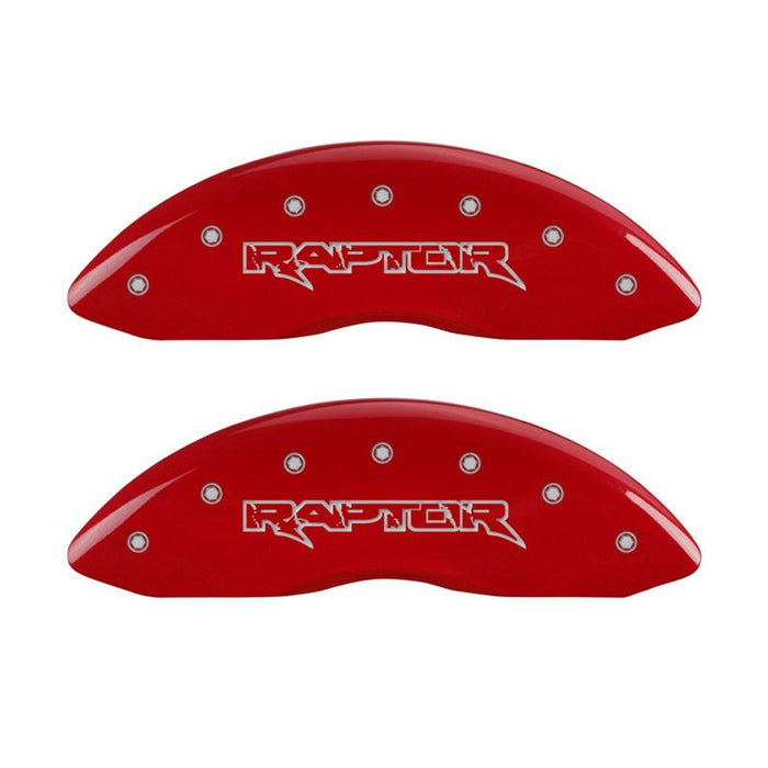 MGP 4 Caliper Covers Engraved Front & Rear Raptor Red finish silver ch