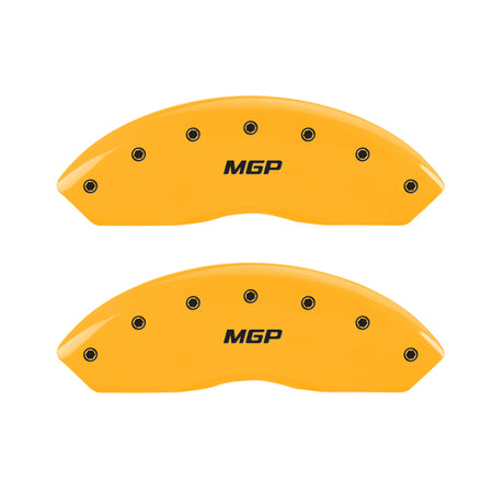 MGP 4 Caliper Covers Engraved Front & Rear MGP Yellow Finish Black Char 2001 Subaru Outback