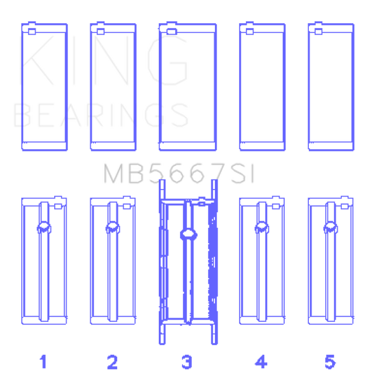 King Mini W10B16A/W11B16A (Size STD) Silicon Bi-Metal Aluminum Main Bearing Set