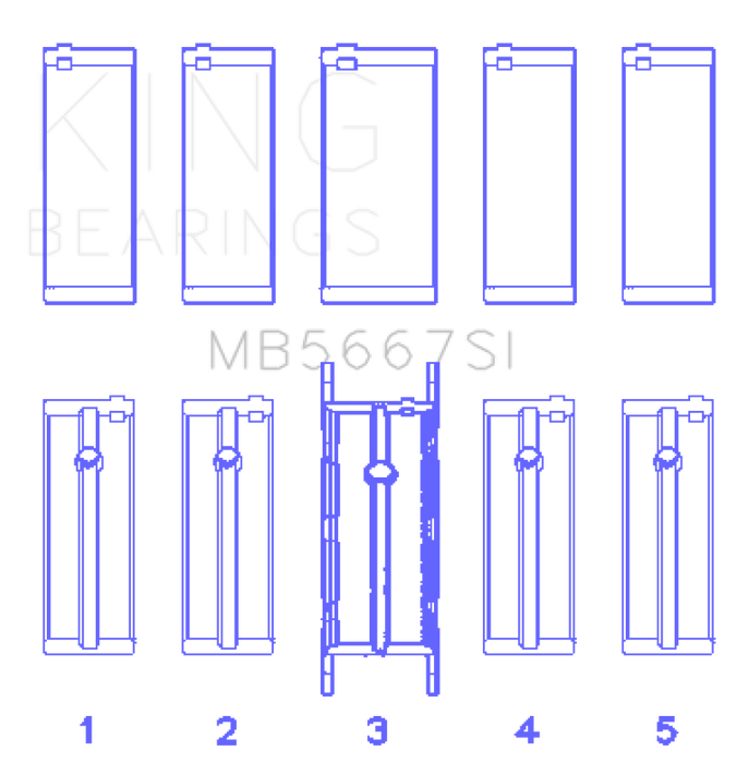 King Mini W10B16A/W11B16A (Size 0.25) Silicon Bi-Metal Aluminum Main Bearing Set